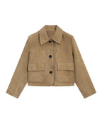 Cracked Suede Leather Jacket with Pocket