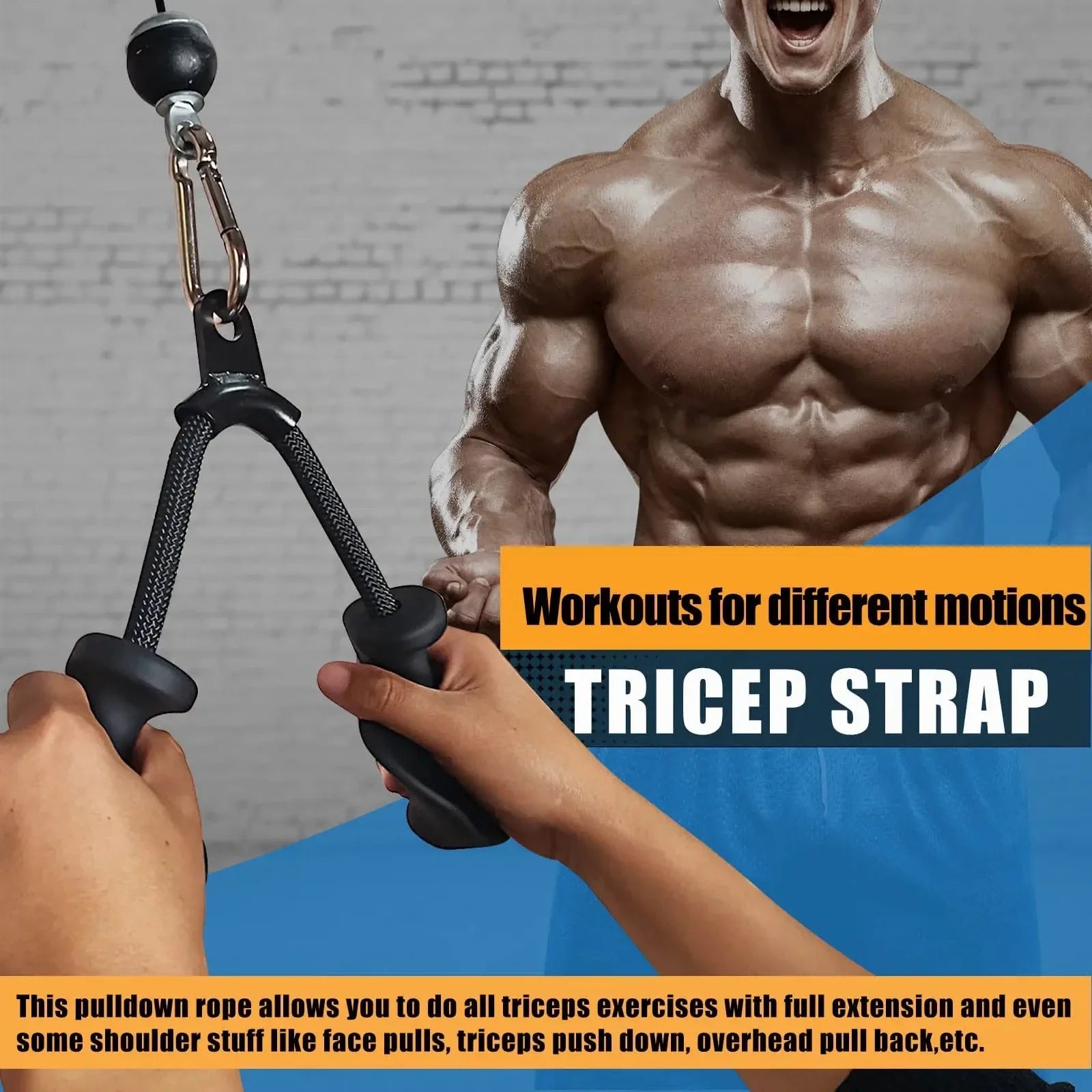 Professional Triceps Rope | Ergonomic 120cm Cable Attachment