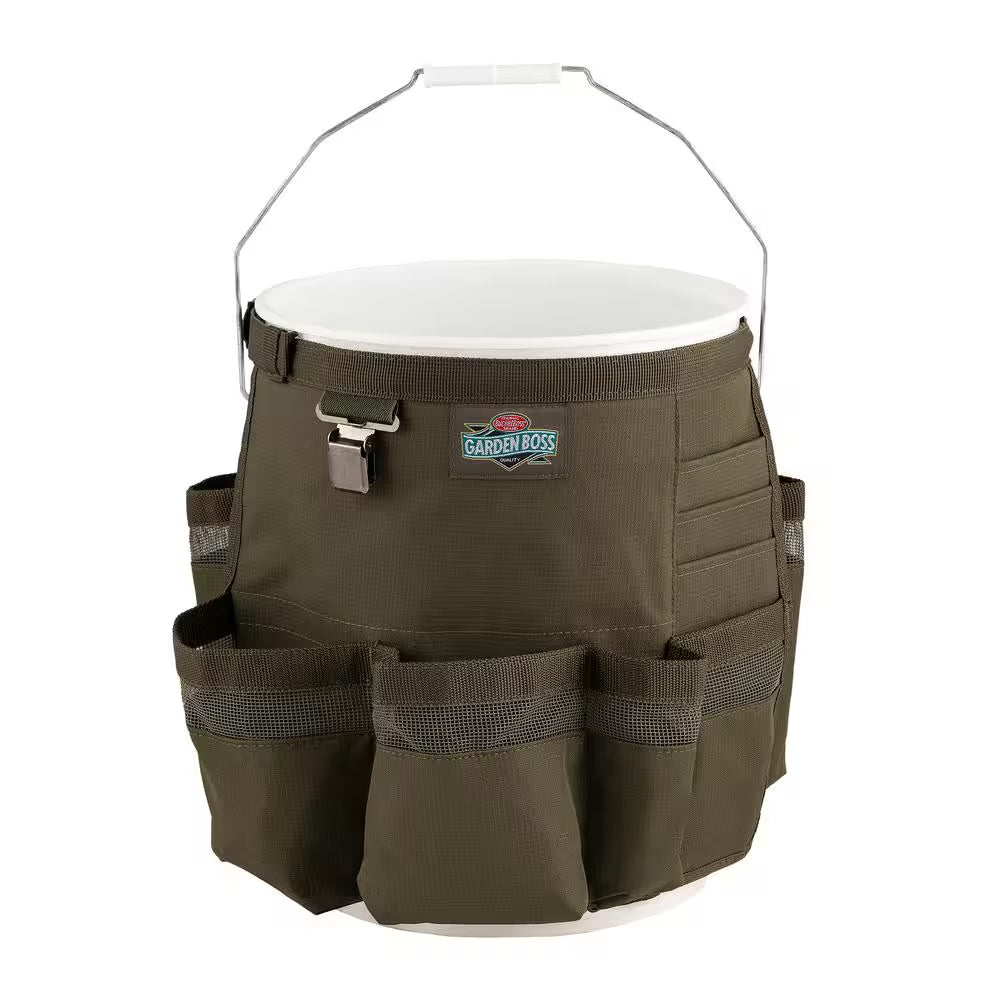 Bucket gardening tool storage bag