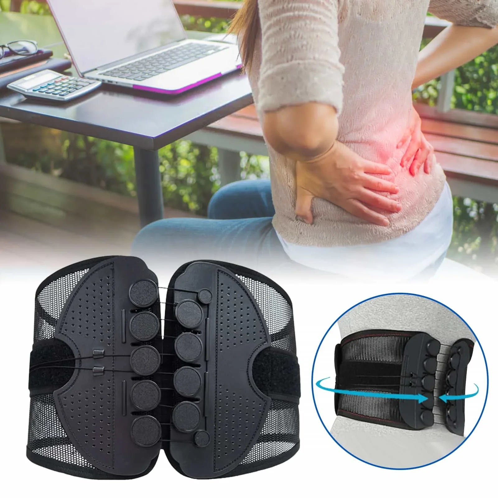Ergonomic Back Brace | Dual Pulley Lumbar Support System