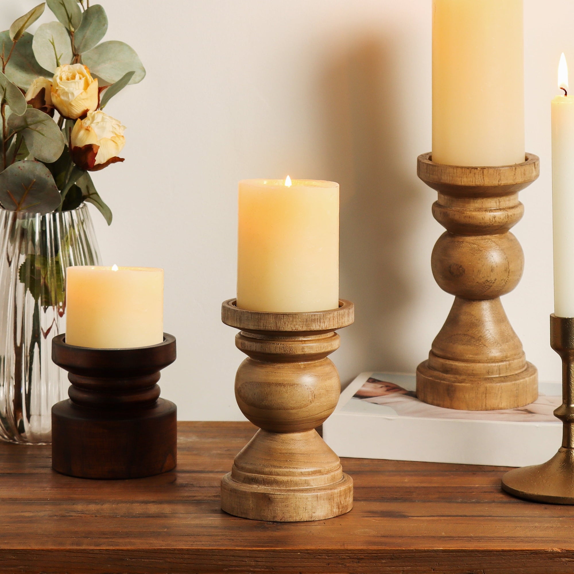 Wood Pillar Candleholder