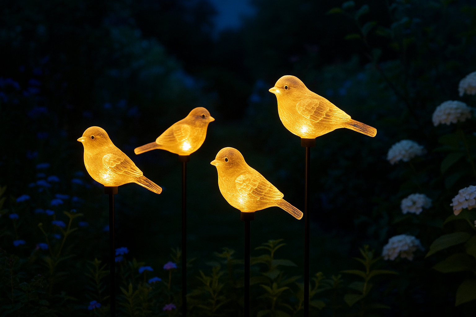 Set of 3 Bird Garden Solar Lights Stakes