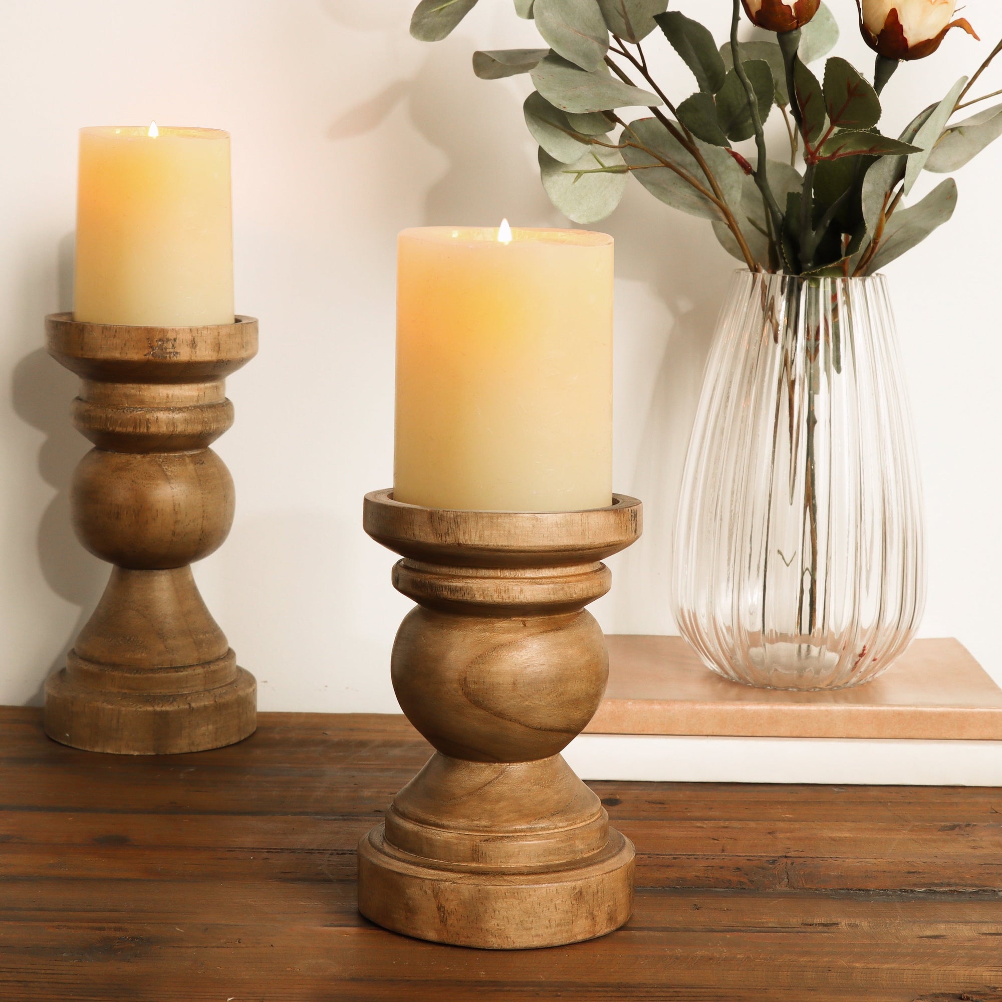 Wood Pillar Candleholder