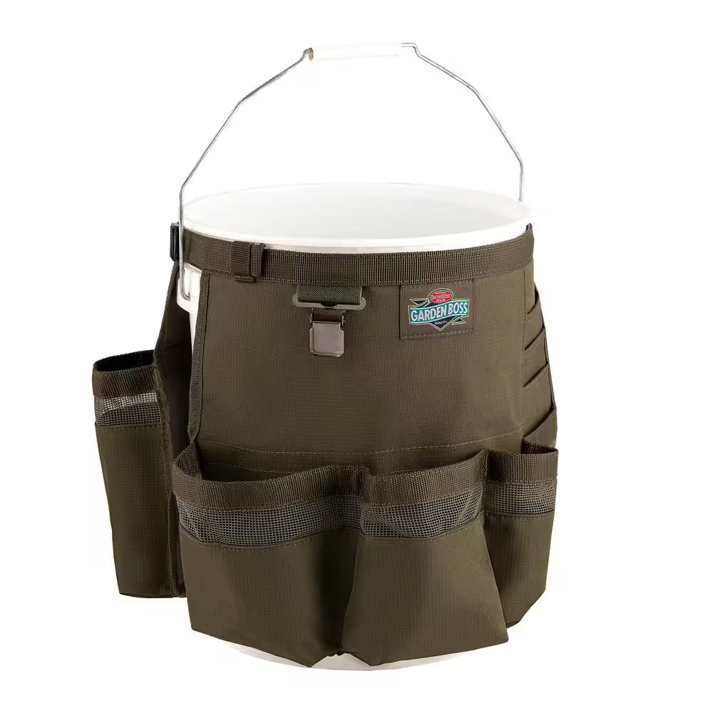 Bucket gardening tool storage bag