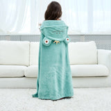 Kids Hooded Bath Towel | Plush Frog Design In Mint Green