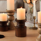 Decorative Wood Pillar Candleholder