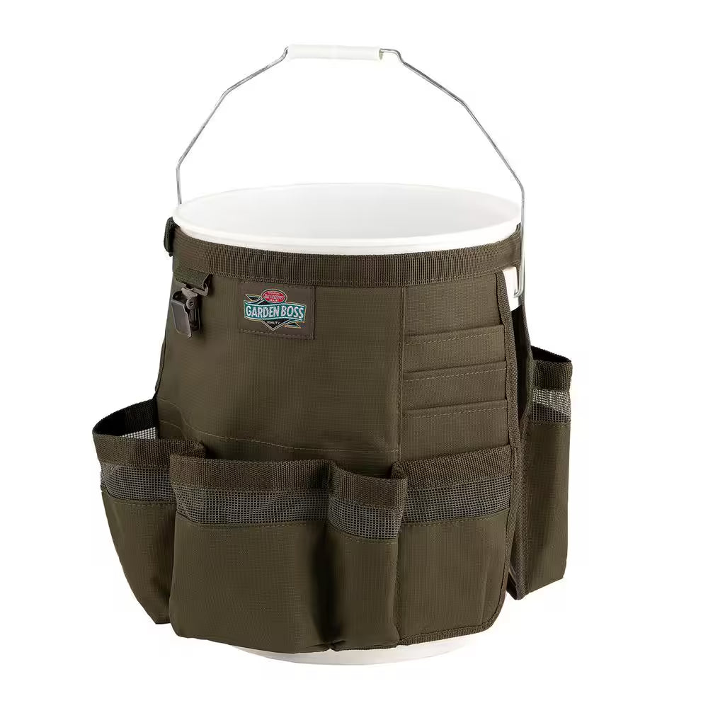 Bucket gardening tool storage bag