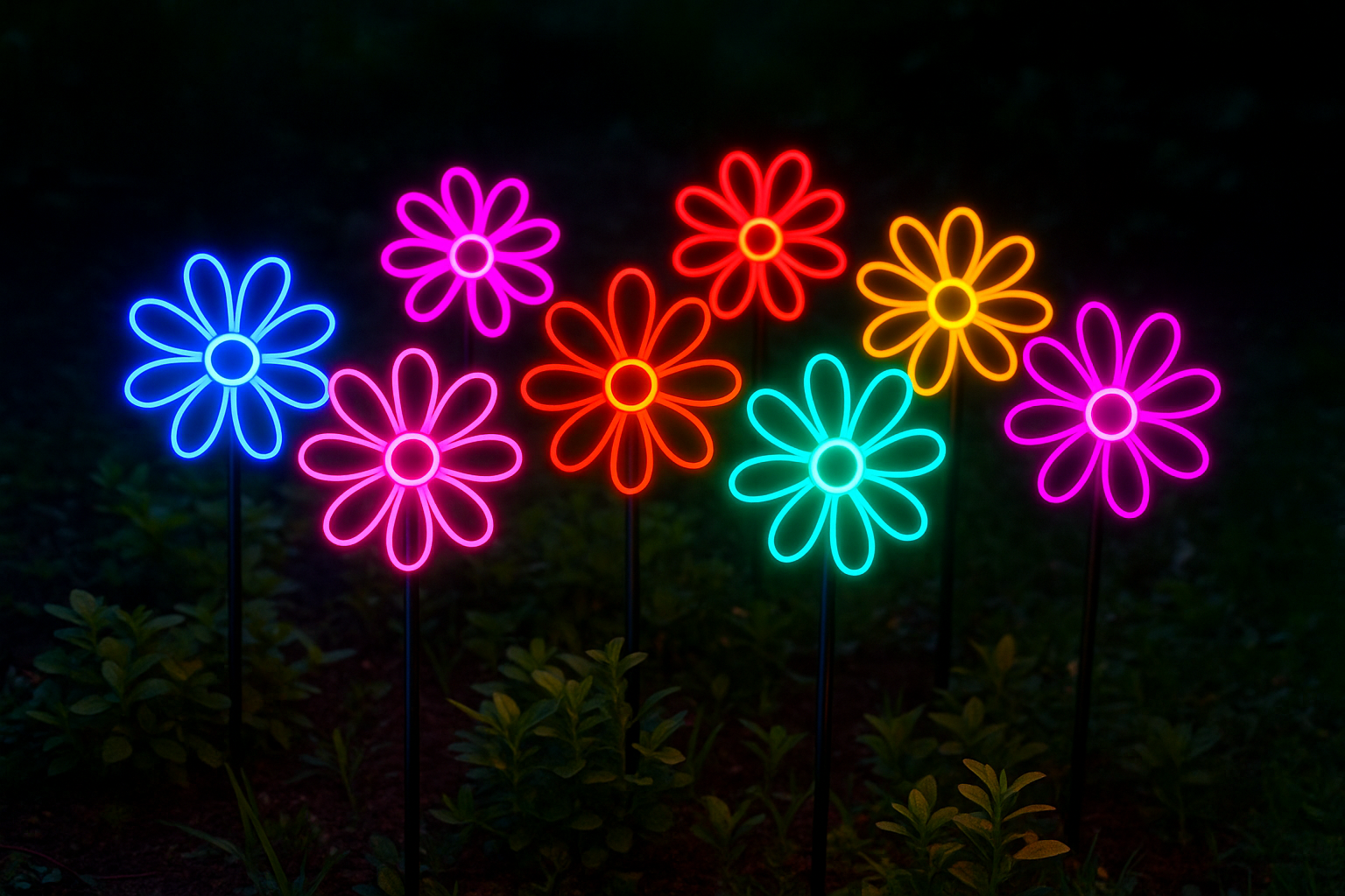 Solar Flower Garden Neon Lights