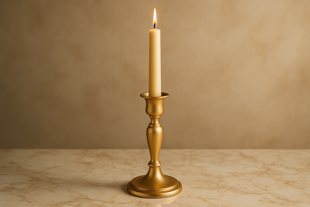 Gold Cast Metal Taper Candle Holder