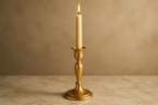 Gold Cast Metal Taper Candle Holder