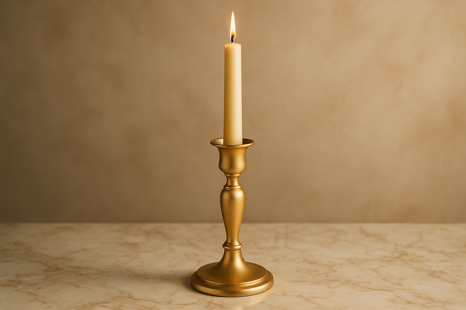Gold Cast Metal Taper Candle Holder
