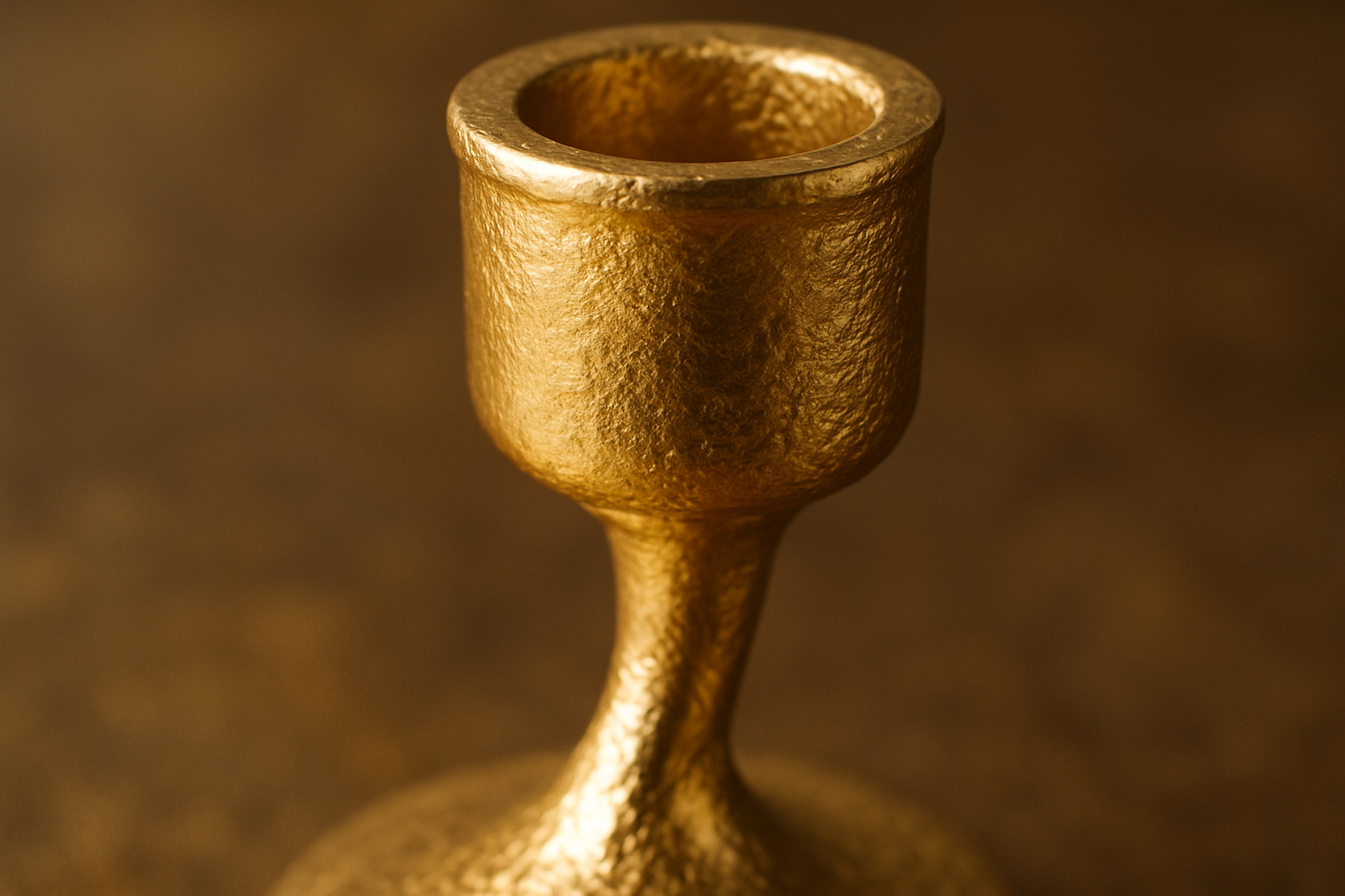 Gold Cast Metal Taper Candle Holder