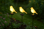 Set of 3 Bird Garden Solar Lights Stakes