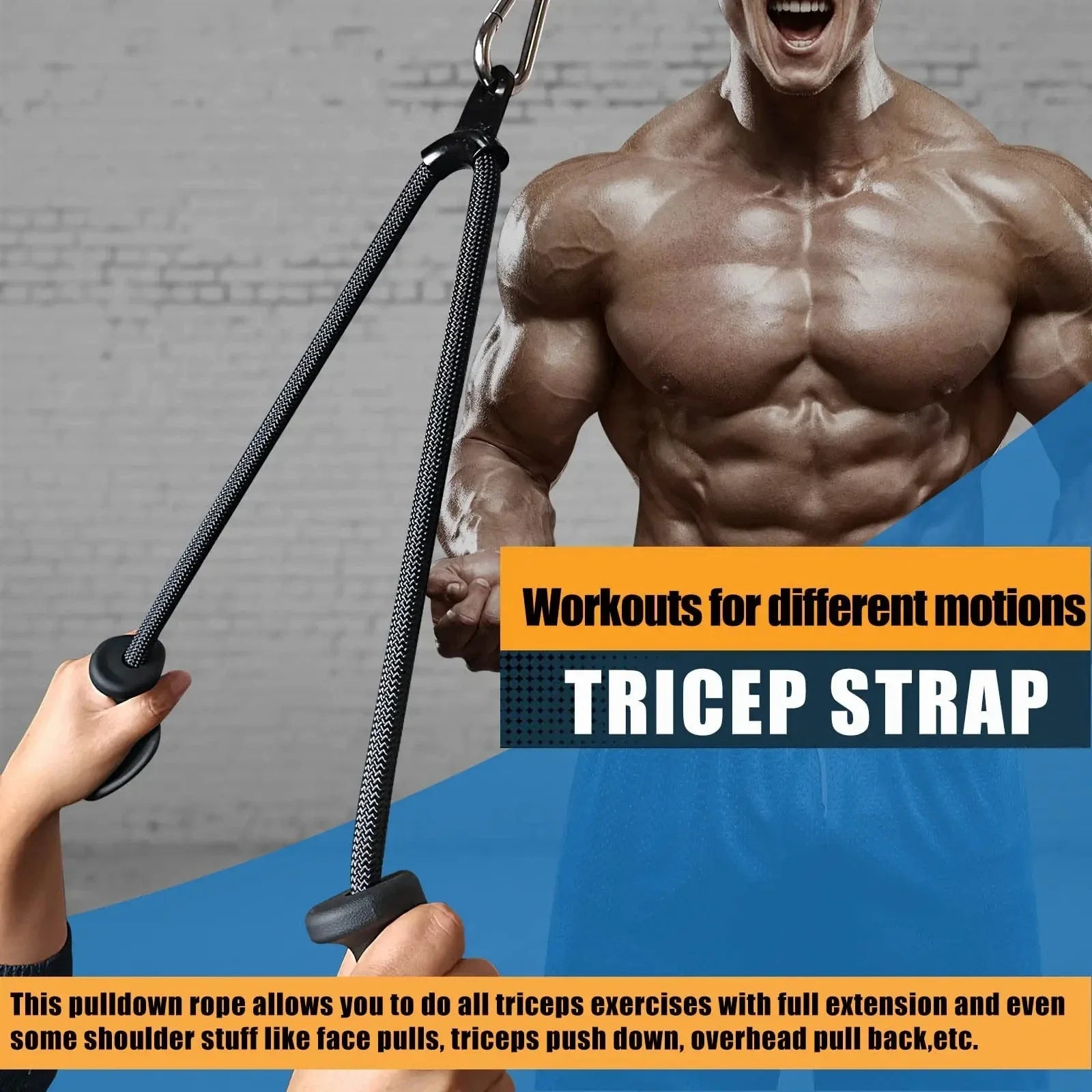 Professional Triceps Rope | Ergonomic 120cm Cable Attachment